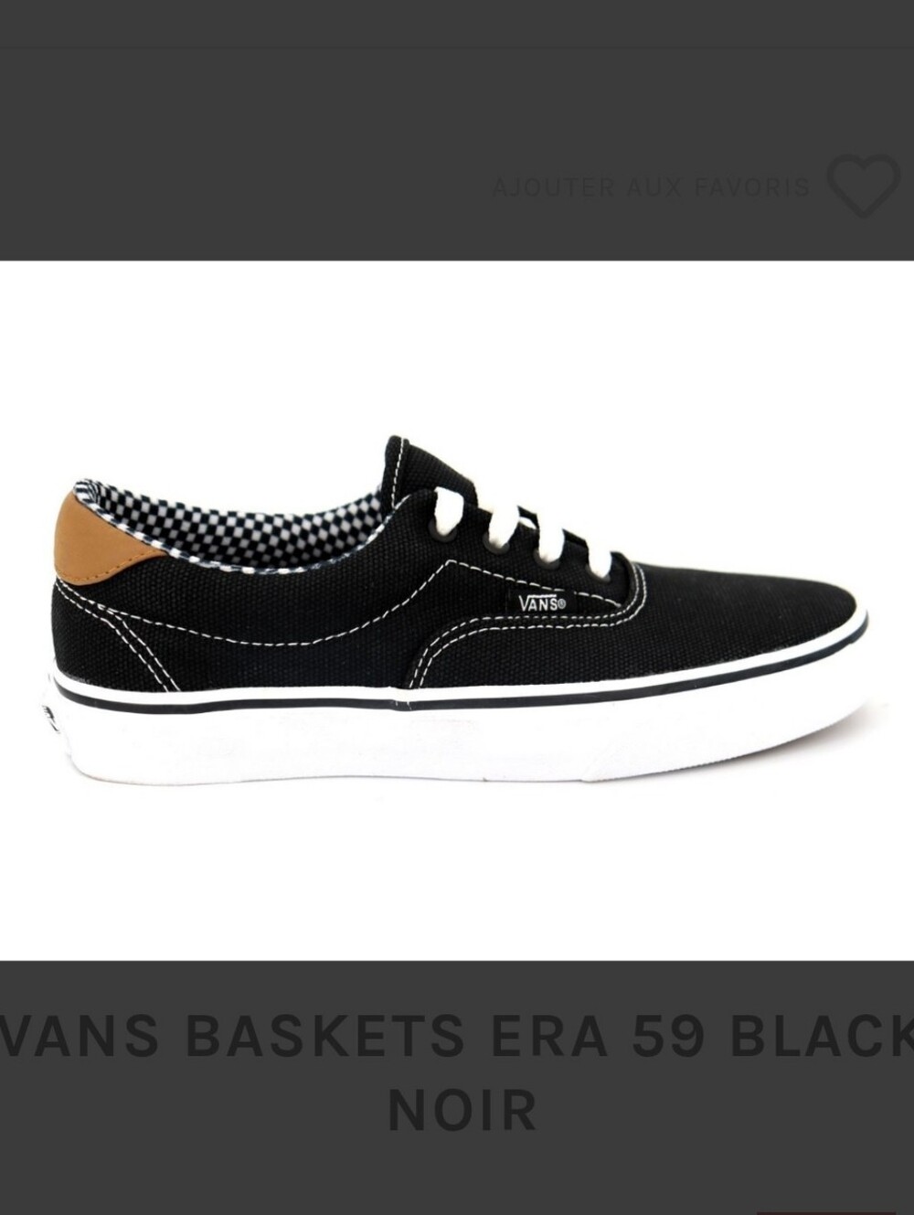 Vans Era 59 Black Canvas Low-Top Sneakers with White Laces